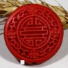 1 perle  sculptée cinabre rouge plat rond 30x10mm