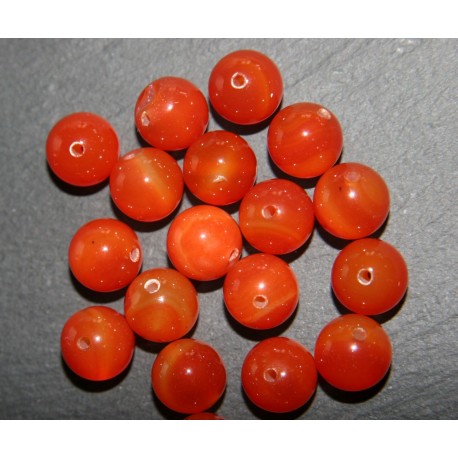 10 perles pierre de gemme rondes cornaline 10mm