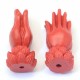 2 perles cinabre rouge main jointes29x13mm