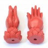 2 perles cinabre rouge main jointes29x13mm