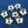 10 calottes coupelles argent fleurs 5 pétales 10x4mm