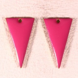 2  sequins émaille triangle inversé rose  laiton inversé reversible 22x12mm