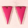 2  sequins émaille triangle inversé rose  laiton inversé reversible 22x12mm