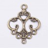 10 chandeliers estampe connecteur bronze 32x24mm