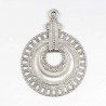 2 pendentifs connecteurs ethnique rond  métal argenté 40x30mm