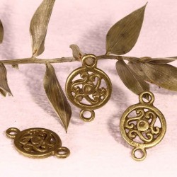10 connecteurs ethnique rond plat lisse 19x12mm
