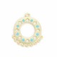 2chandeliers ronds dorure or mat losange emaille bleu turquoise 25x21mm