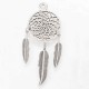 1 pendentif attrape rêve metal argente 67x26mm