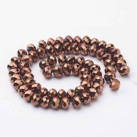 50 perles boulier verre electroplate chocolat facette abaque 8x6mm