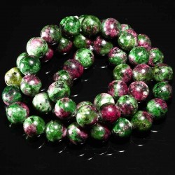20 perles gemmes ronde epidote zoisite 8mm