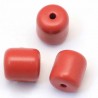 6 perles cinabre tonneau rouge 10X11MM