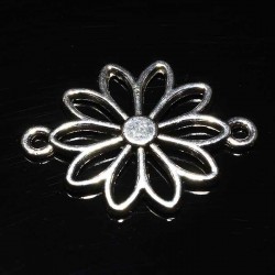 10 connecteurs fleurs metal argente 25x19mm