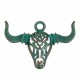 1pendentif tete de  buffle patine vert de gris bronze 49x34mm