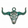 1pendentif tete de  buffle patine vert de gris bronze 49x34mm