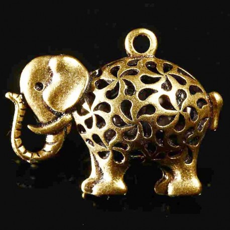 x1 breloque  éléphant  bronze  ciselé  35x25mm