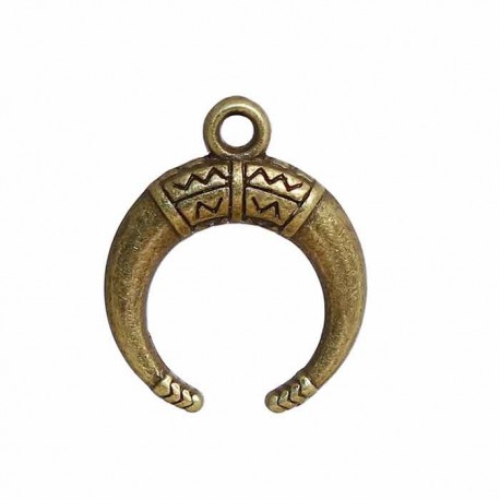 10 breloques boheme bronze demi lune 18x15mm