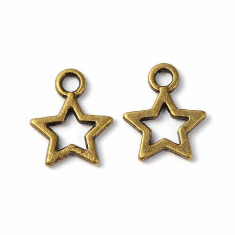 20  breloques étoiles bronze 11x10mm