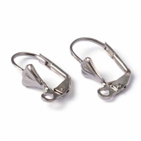 10 boucles d'oreille dormeuse couleur platine