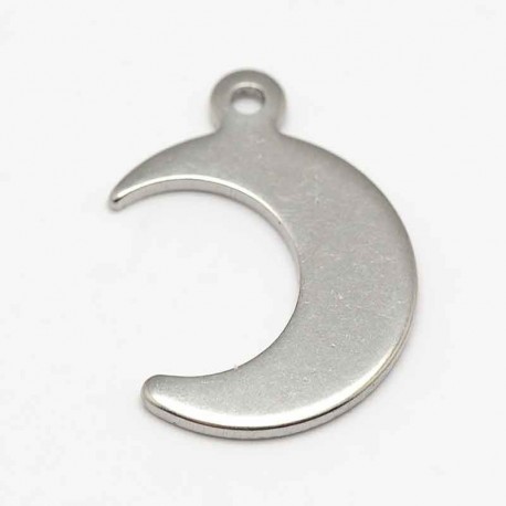 10 breloques lune acier 13x12mm