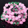 20 perles de verre craquelées 8mm vert mercure /rose
