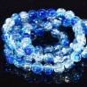 50 perles de verre craquelées 8mm bleu nuit