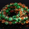 20 perles de verre craquelées 8mm vert/orange