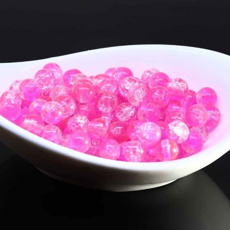 50 perles de verre craquelées 6mm rondes