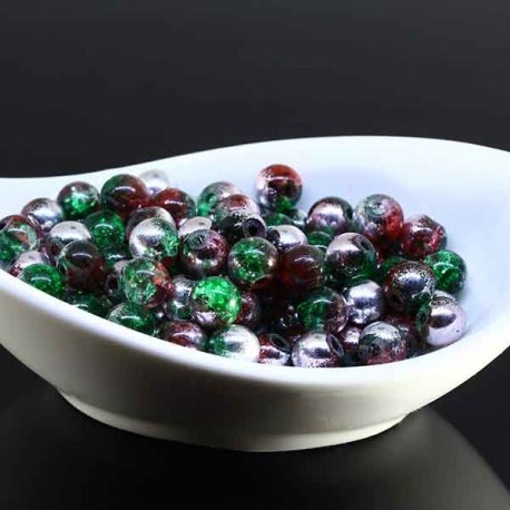 50 perles de verre craquelées 6mm rondes