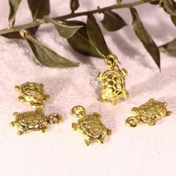 20 breloques tortue métal doré lisse 14,5x9,5mm