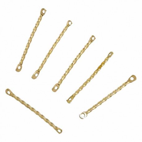 20 connecteurs batons torsades or 25x2mm