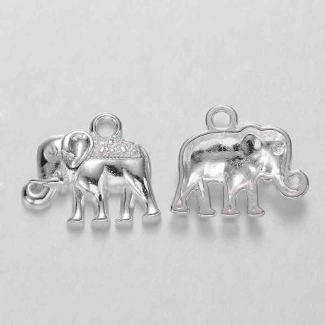12 breloques éléphant argente plaque 15x17mm