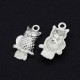 12 breloques chouette argent plaqué 22x12mm