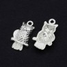 10 breloques chouette argent plaqué 22x12mm