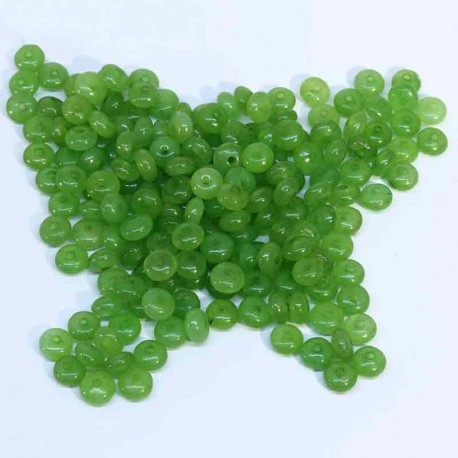 40 perles jade vert  boulier plates lentilles 4x2mm