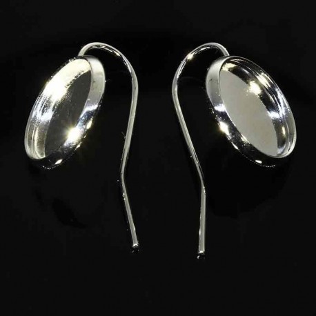 3 paires supports boucle d'oreille laiton argente  pour cabochon 12mm