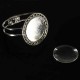 1 support bracelet cabochon rond argent  motif triangle  +cabochon verre 35mm