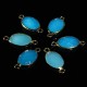 2 connecteurs cristal bleu sertissage laiton or 21x10mm
