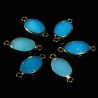 1 connecteur  cristal bleu sertissage laiton or 21x10mm