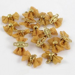 10 mini connecteurs laiton noeud papillon maille résille doré   12x9mm
