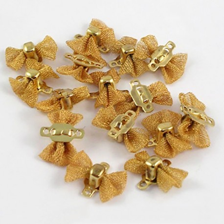 10 mini connecteurs laiton noeud papillon maille résille doré   12x9mm