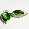 1 connecteur  cristal vert prairie facette 21x10mm