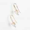 1 paire boucle d'oreille attache  laiton or 24kt  et zircon 22X13mm