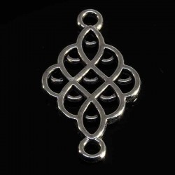10 connecteurs ethnique losange metal argente 24x14mm