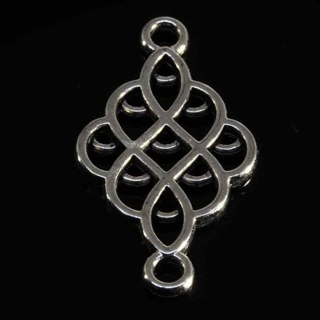 10 connecteurs ethnique losange metal argente 24x14mm