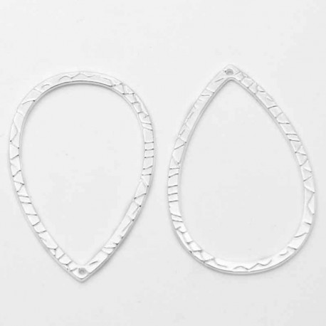 6 anneaux goutte martelées argente plaqué 42x28mm