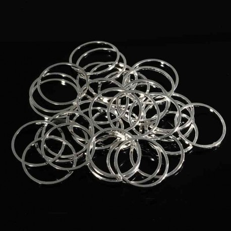 20 Anneaux ronds connecteur argent vif 18mm