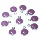 10 sequins rond  acier inoxydable émaillé mauve bi face 11x8mm