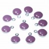 10 sequins rond  acier inoxydable émaillé mauve bi face 11x8mm