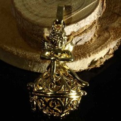 bola  ange assis  plaqué  or ciselée 36x24mm