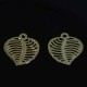 4 estampes mini feuille laser cut laiton doré or fin 13x11mm